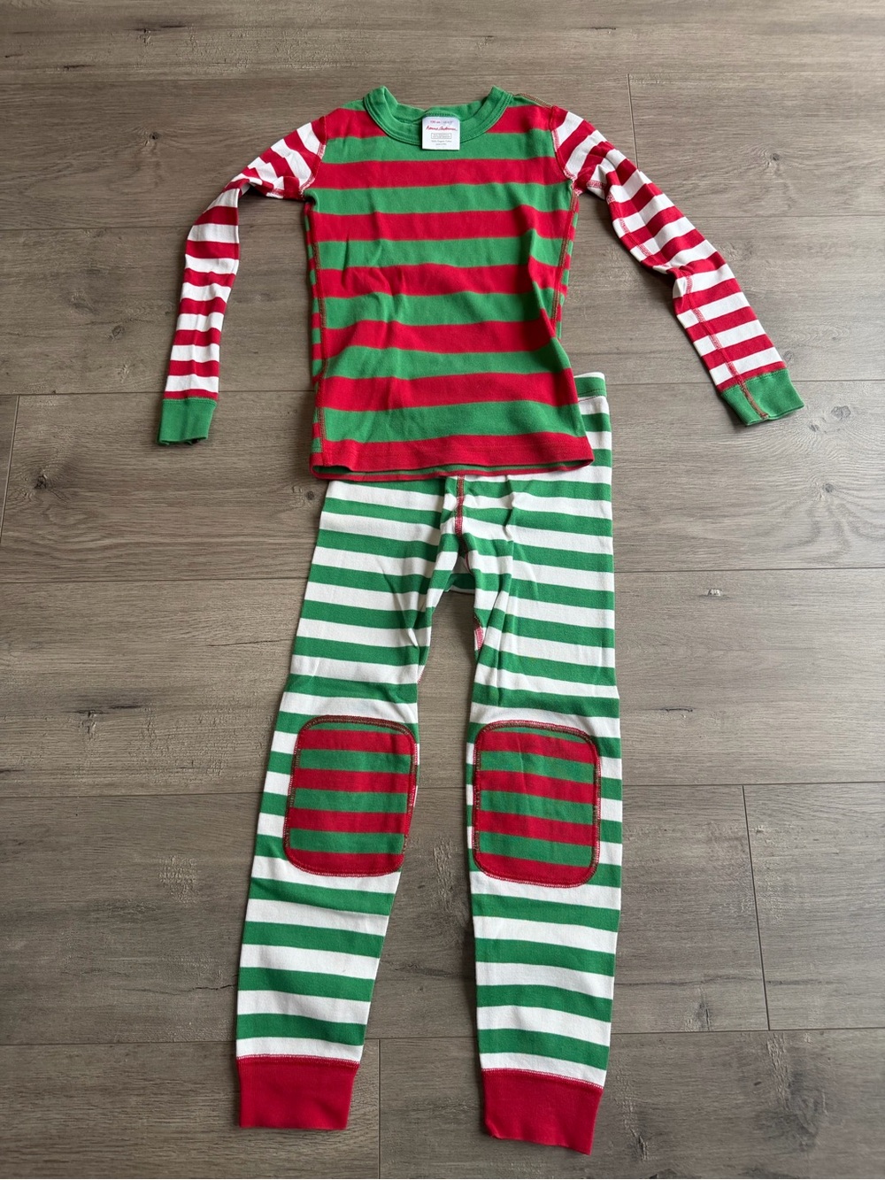 Hannah Anderson Green/White/Red stripe Christmas pajamas - size US 6-7